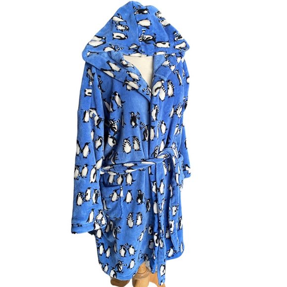 Vera Bradley Other - Vera Bradley Winter Penguins Luxe Hooded Plush Fleece Loungewear Sleep Robe-L/XL